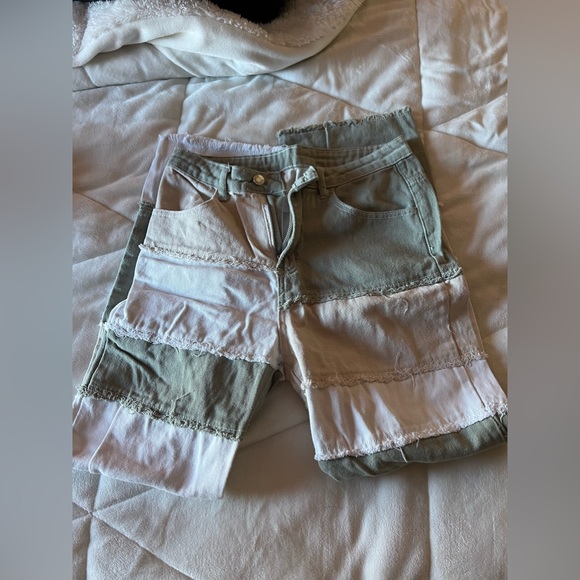 Shein green, tan and white jeans. - Picture 2 of 4